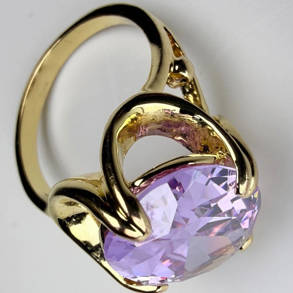 Gold Tone Kunzite Ring - Picture 2 of 14